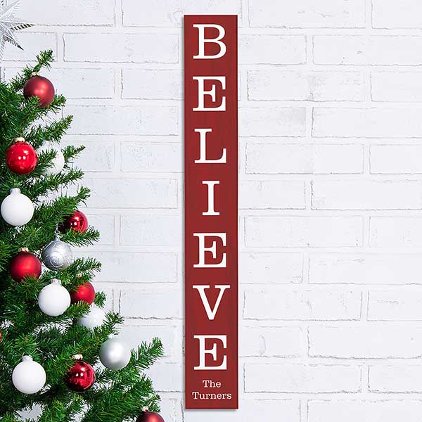 believe personalized christmas wooden sign