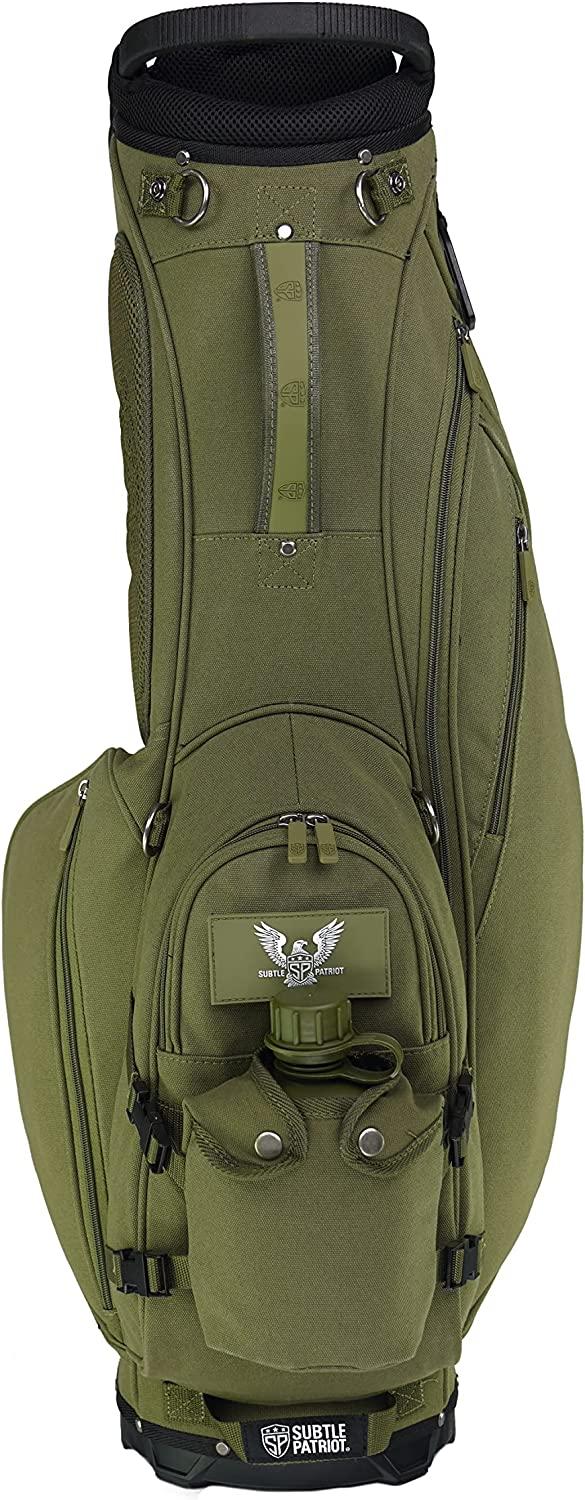 Subtle Patriot Covert 15 Club Golf Stand Bag 5 Way Top, Fully Lined Dividers, Snap-On Rain Cover & UV Protected, 9 Pockets