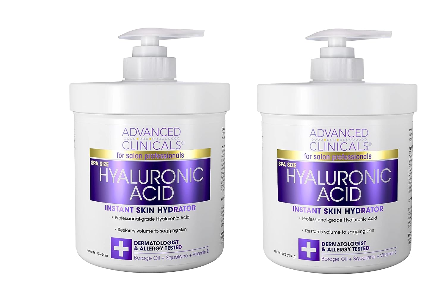 Advanced Clinicals Hyaluronic Acid Body Lotion & Face Moisturizer W/Vitamin E | Hydrating Dry Skin Firming Lotion Minimizes Look Of Wrinkles, Stretch Marks, & Crepey Skin | Skin Care Products, 2pc