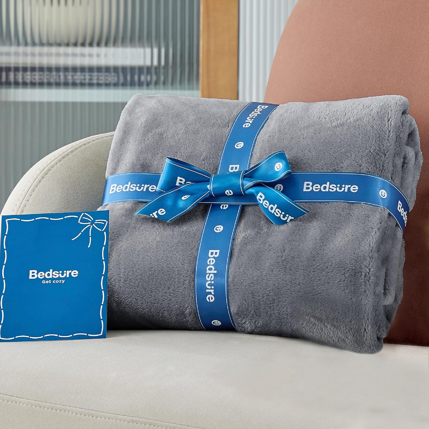 Bedsure Fleece Bed Blankets Queen Size Grey - Soft Lightweight Plush Fuzzy Cozy Luxury Blanket Microfiber, 90x90 inches