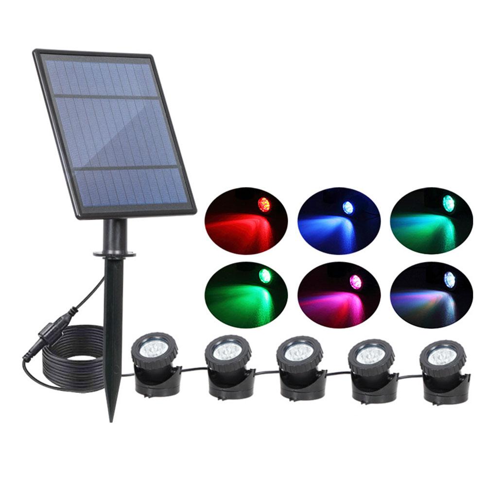 Bojue 5 pcs Waterproof LED Garden Solar Pathway Lights RGB ground plug Landscaping lawn light