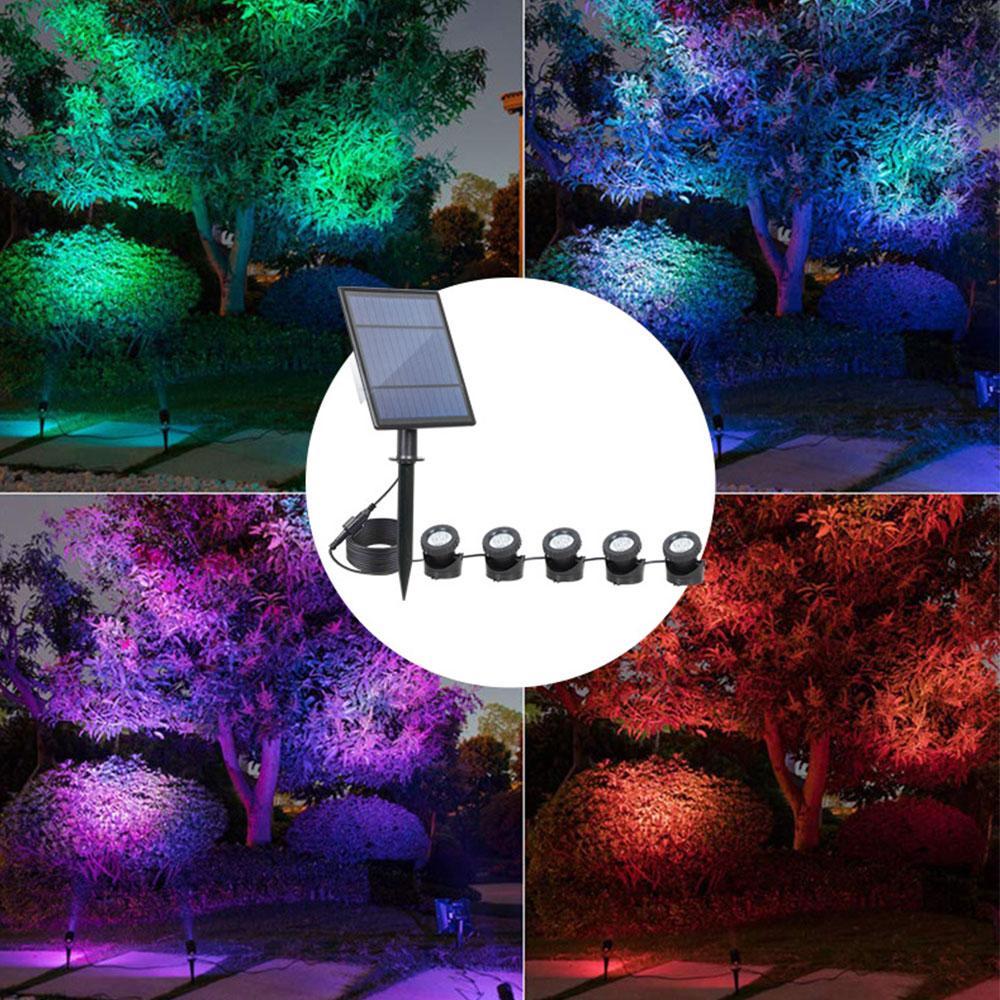 Bojue 5 pcs Waterproof LED Garden Solar Pathway Lights RGB ground plug Landscaping lawn light