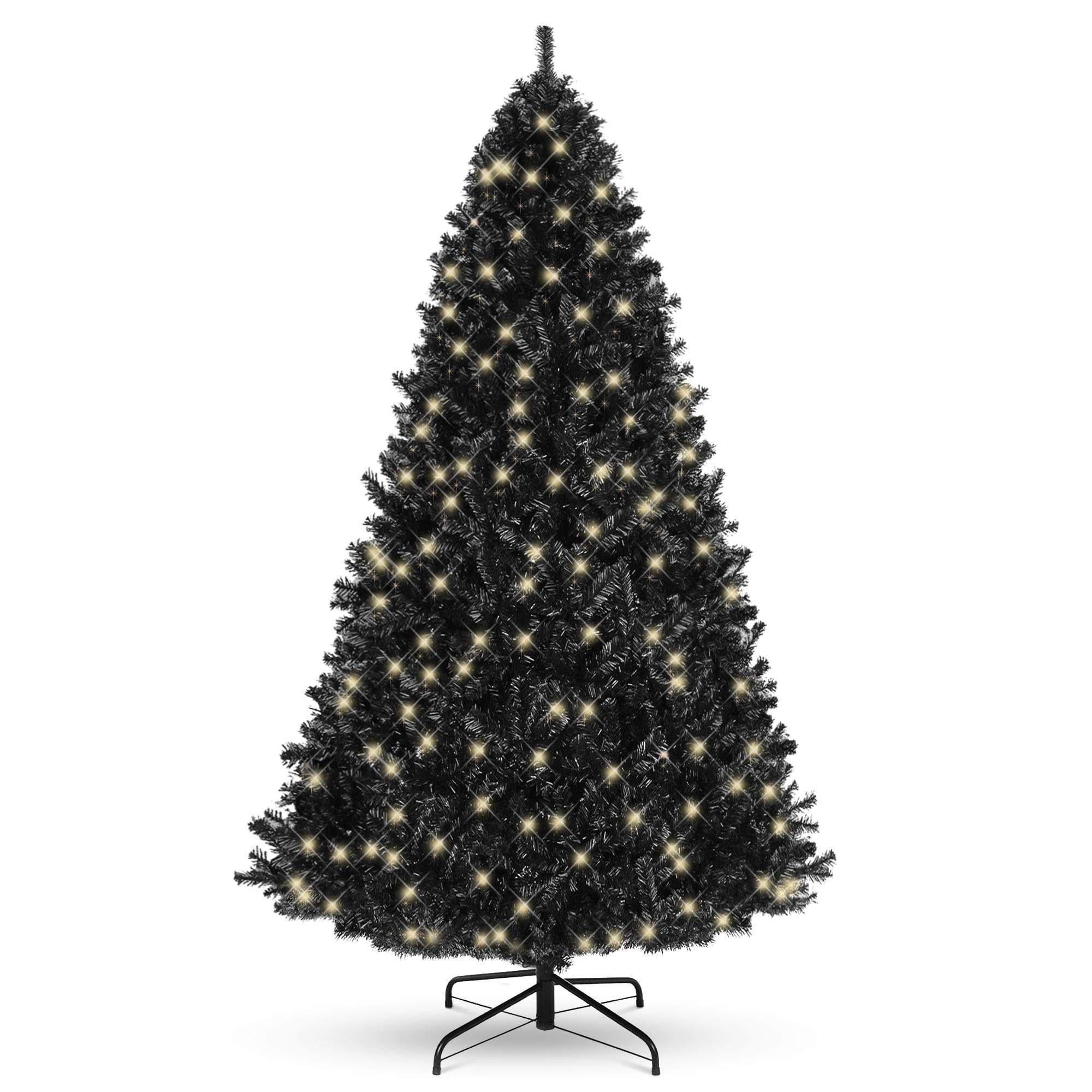6ft Pre-Lit Artificial Black Christmas Tree Holiday Decoration w/ 947 Branch Tips, 350 Lights