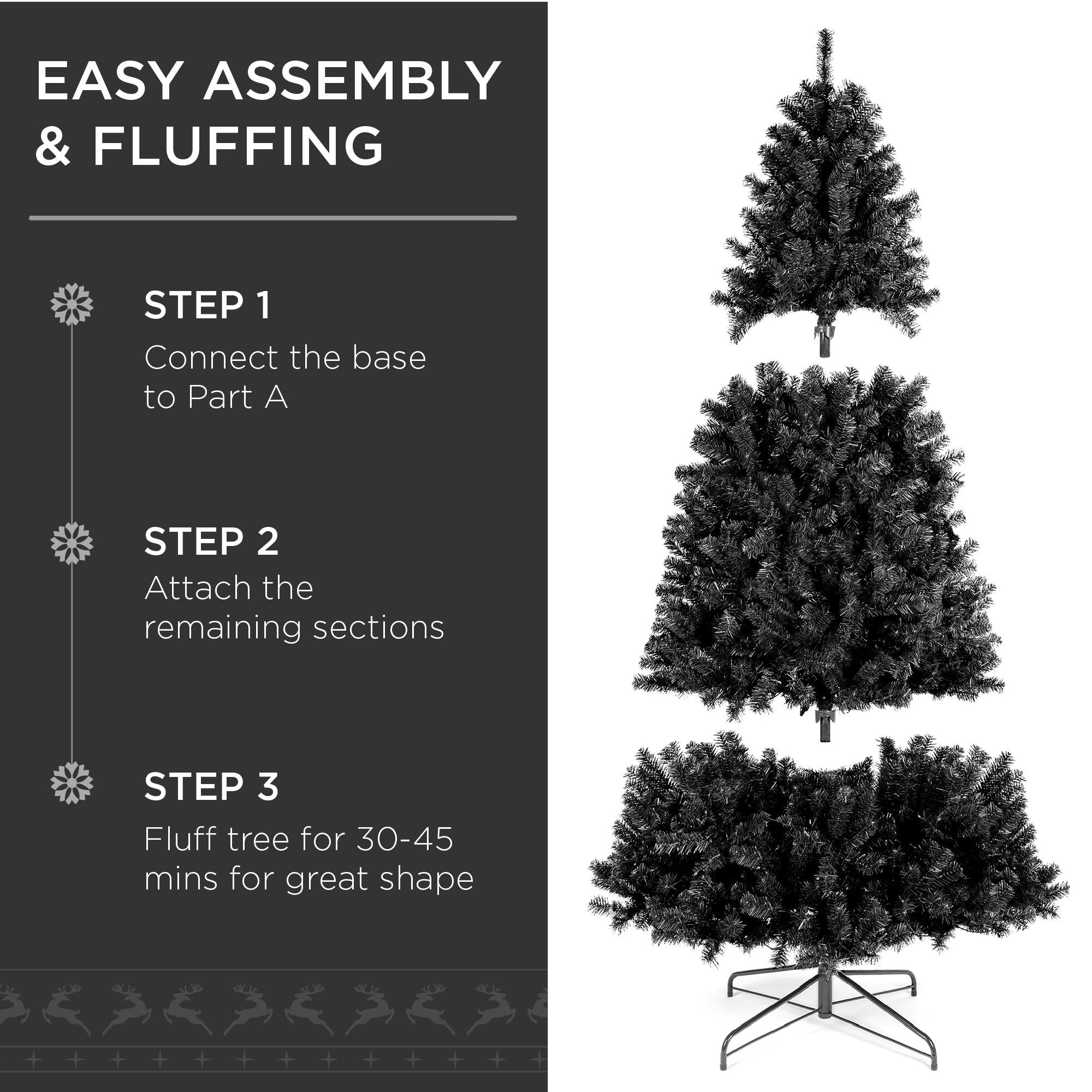6ft Pre-Lit Artificial Black Christmas Tree Holiday Decoration w/ 947 Branch Tips, 350 Lights