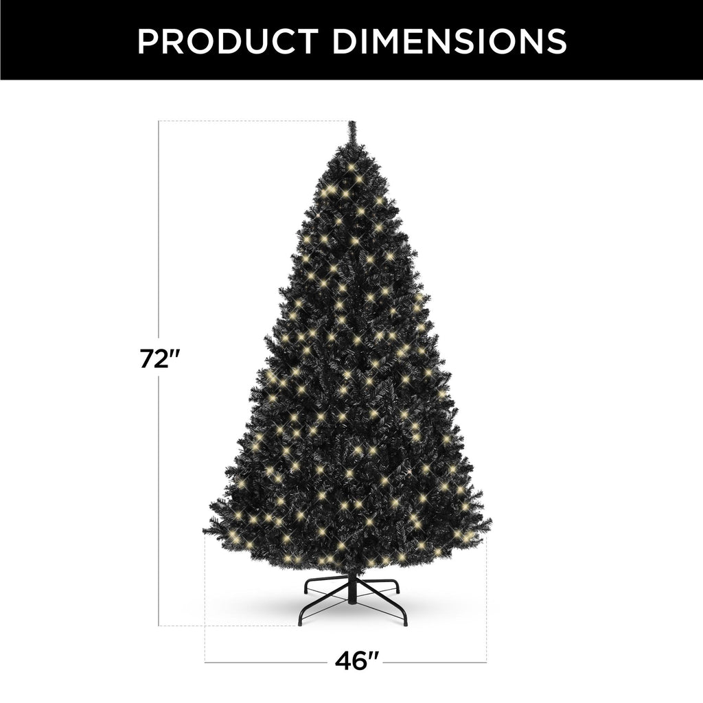 6ft Pre-Lit Artificial Black Christmas Tree Holiday Decoration w/ 947 Branch Tips, 350 Lights