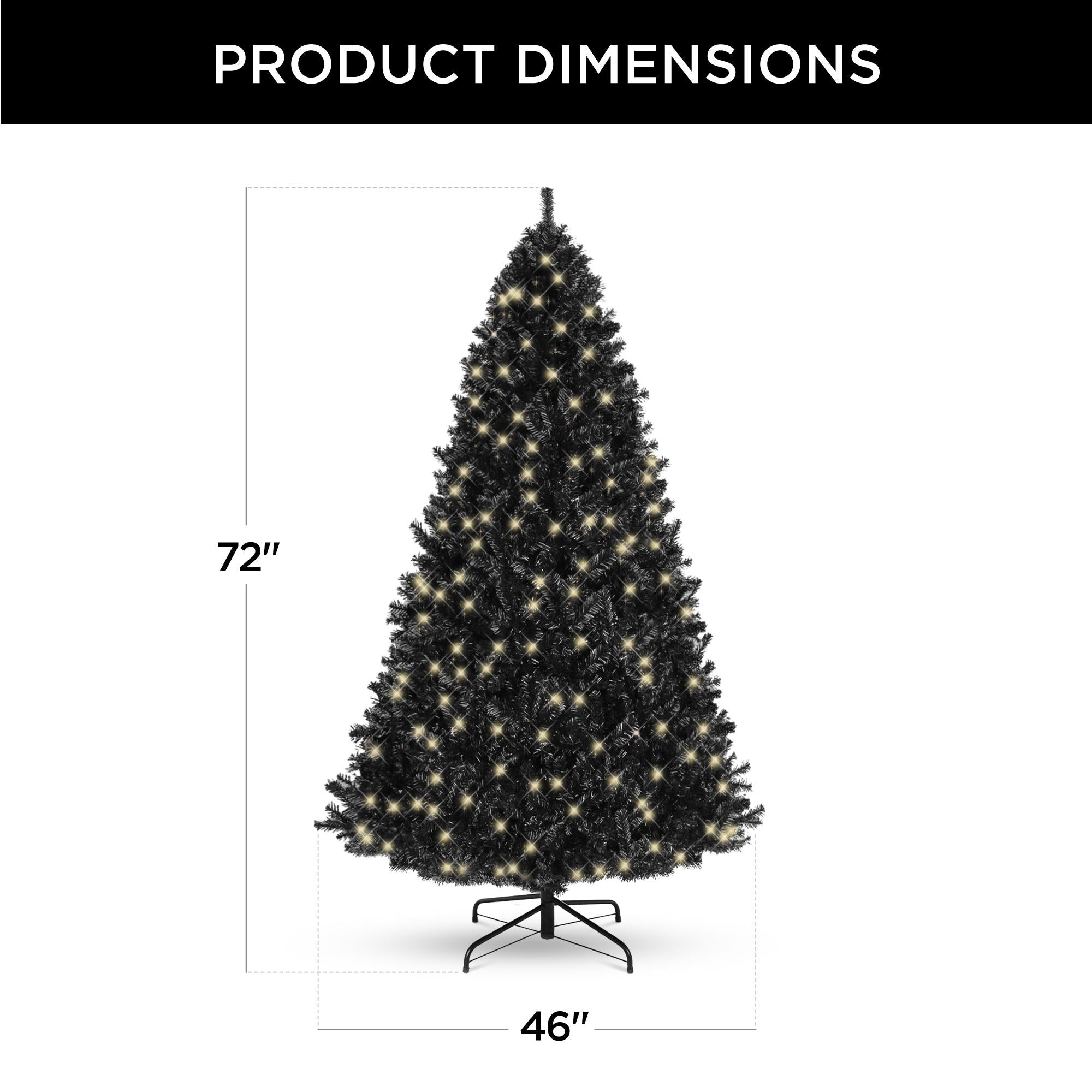 6ft Pre-Lit Artificial Black Christmas Tree Holiday Decoration w/ 947 Branch Tips, 350 Lights