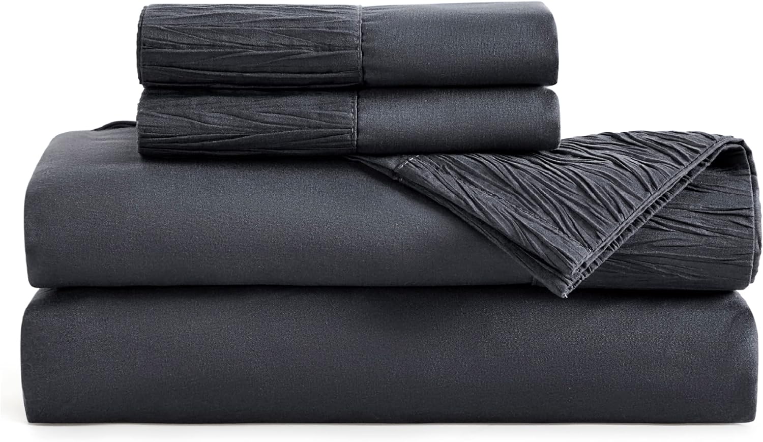 Bedsure Queen Sheets Grey - Soft Sheets for Queen Size Bed, 4 Pieces Hotel Luxury Queen Sheet Set, Easy Care Polyester Microfiber Cooling Bed Sheet Set