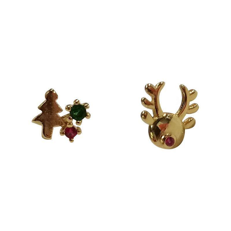 asymmetry christmas tree cz elk 925 sterling silver stud earrings
