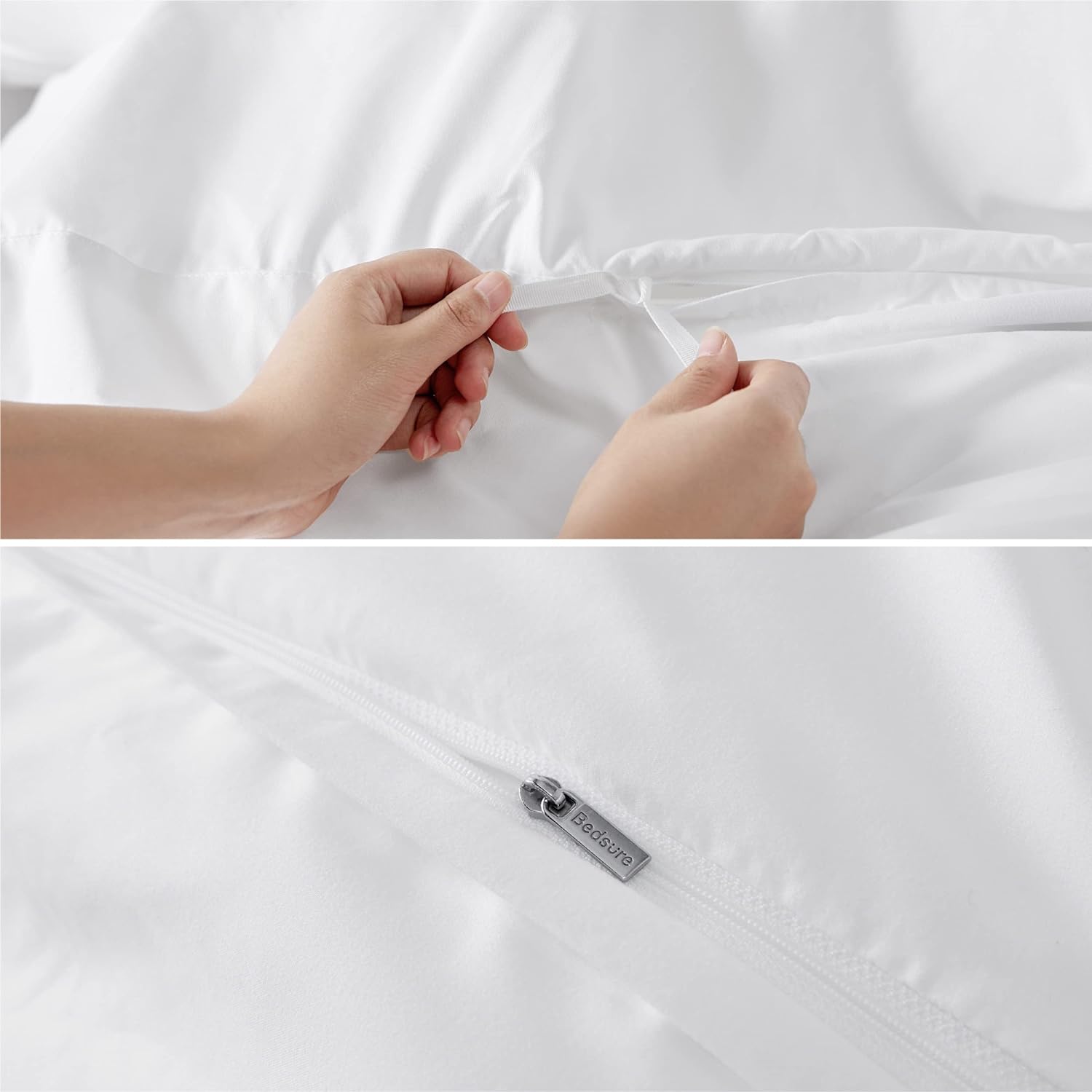 Bedsure White Duvet Cover California King - Pinch Pleated California King Size Duvet Cover with Zipper Closure, Microfiber Pintuck Duvet Cover(White, Cal King)