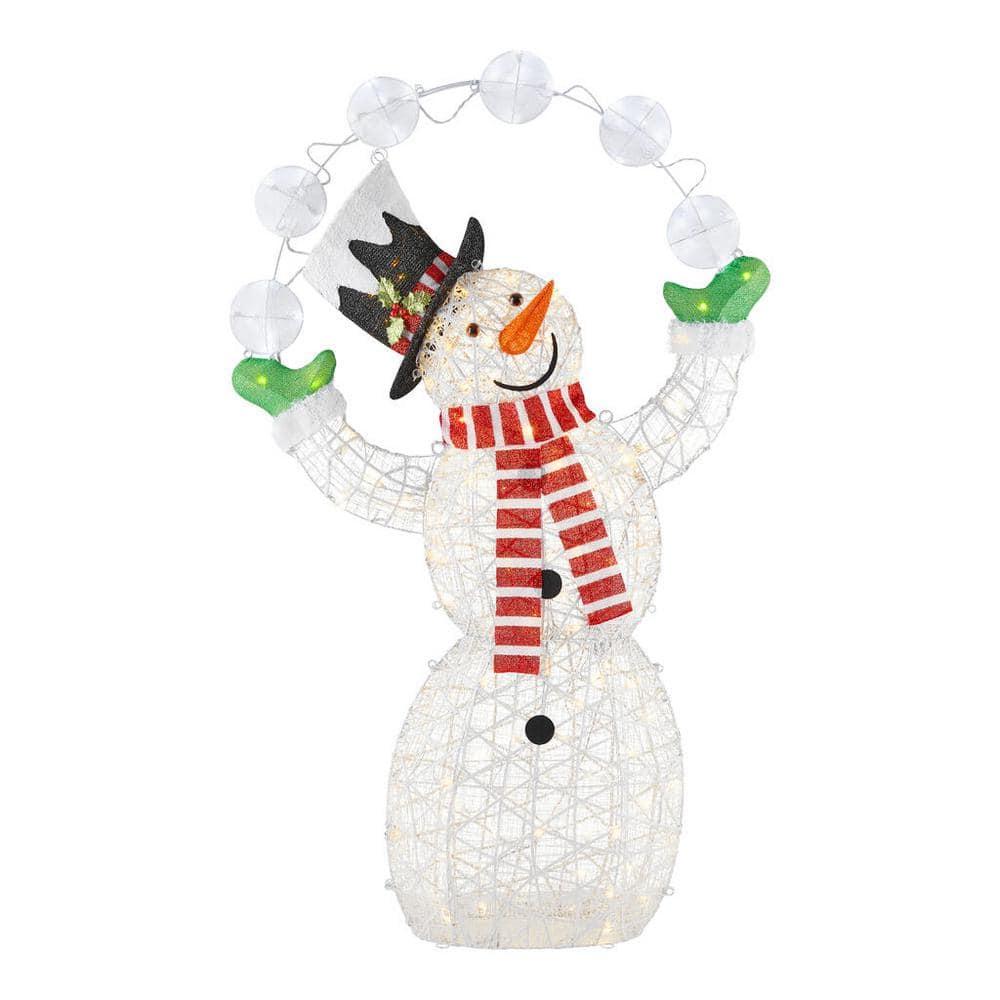 6 ft Warm White-Cool White LED Juggling Snowman Holiday Yard Decoration