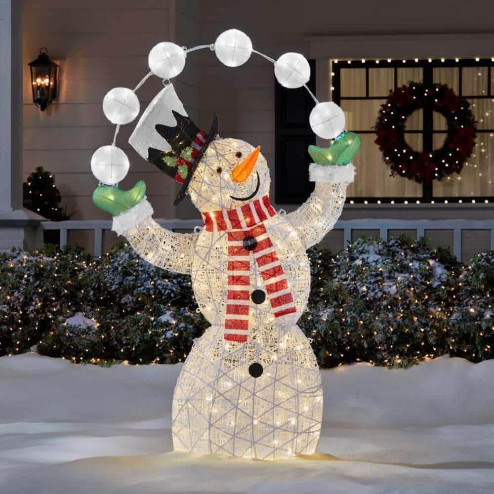 6 ft Warm White-Cool White LED Juggling Snowman Holiday Yard Decoration
