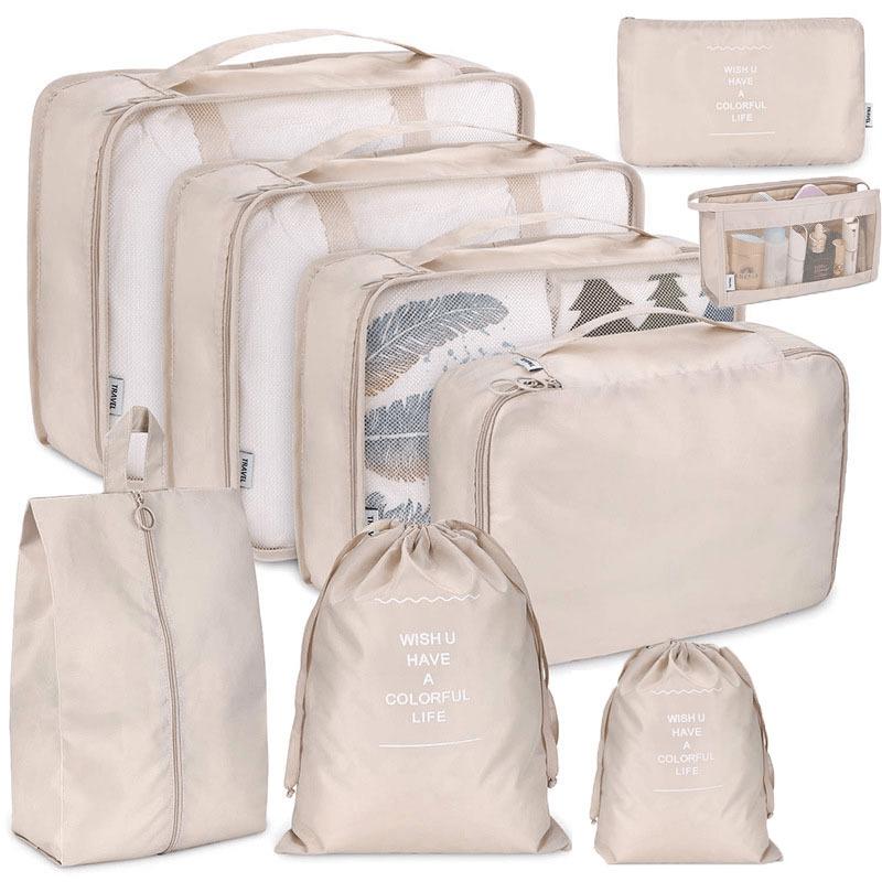 9 Set PacCubes, Lightweight Travel LuggaOrganizer With Shoe Bag, Toiletry Bag &amp; Laundry Bag