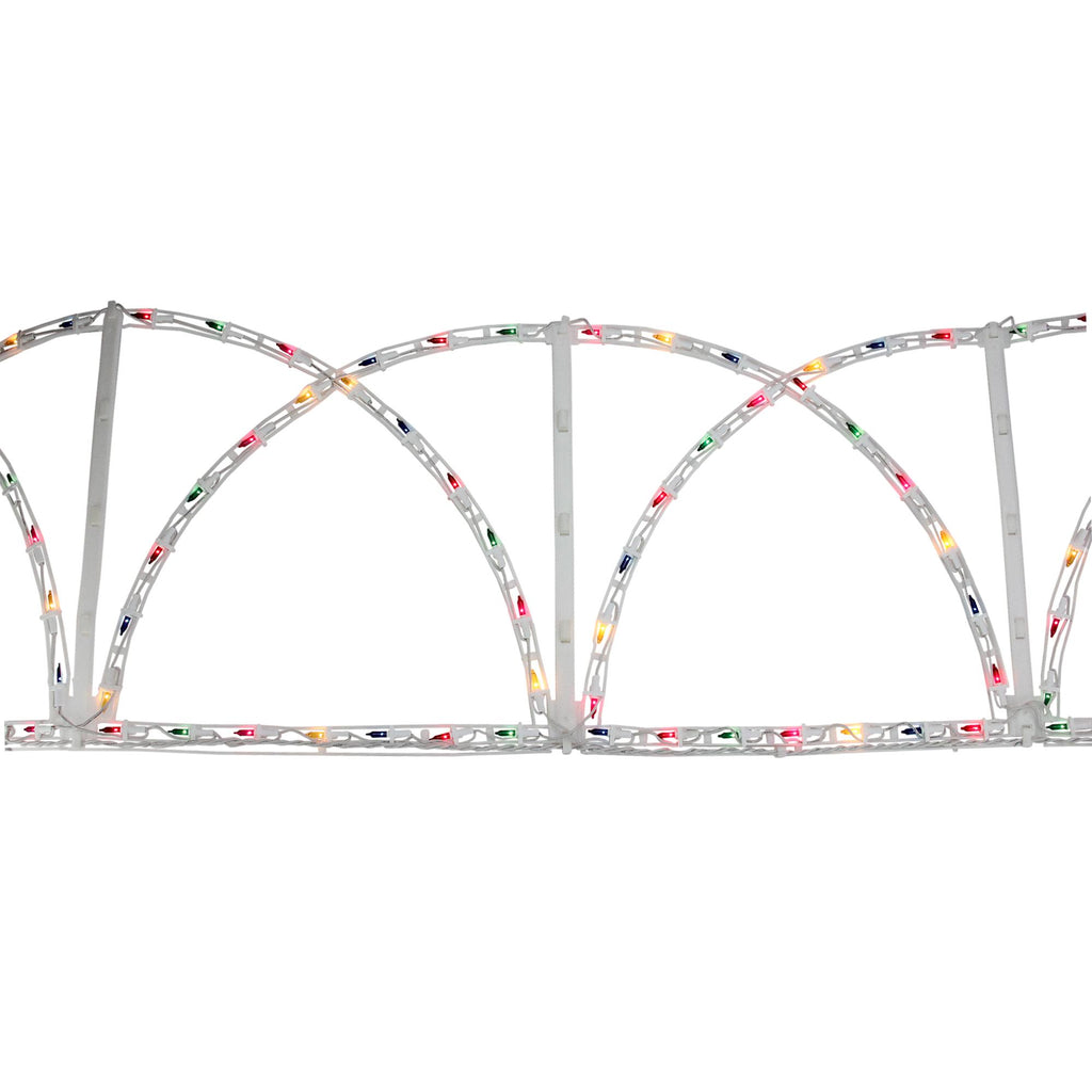 7.5' Lighted White Christmas Pathway Fence - Multi-Color Lights
