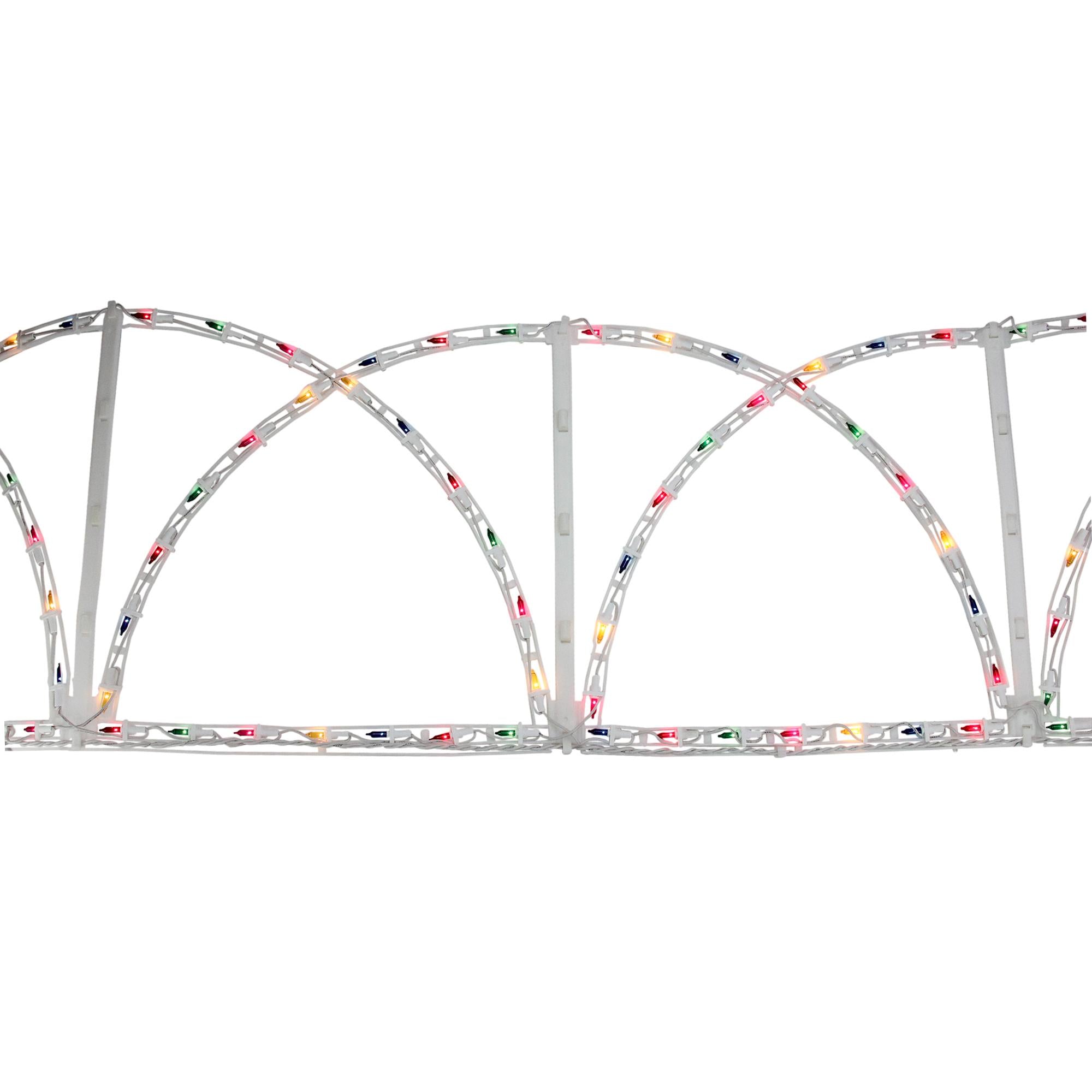 7.5' Lighted White Christmas Pathway Fence - Multi-Color Lights