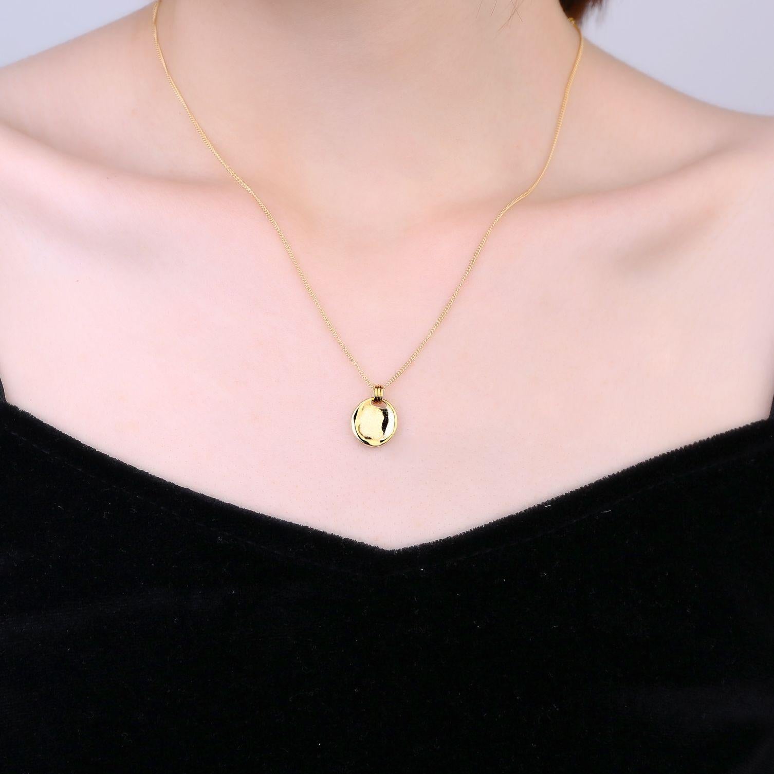 asymmetric round tag 925 sterling silver adjustable necklace
