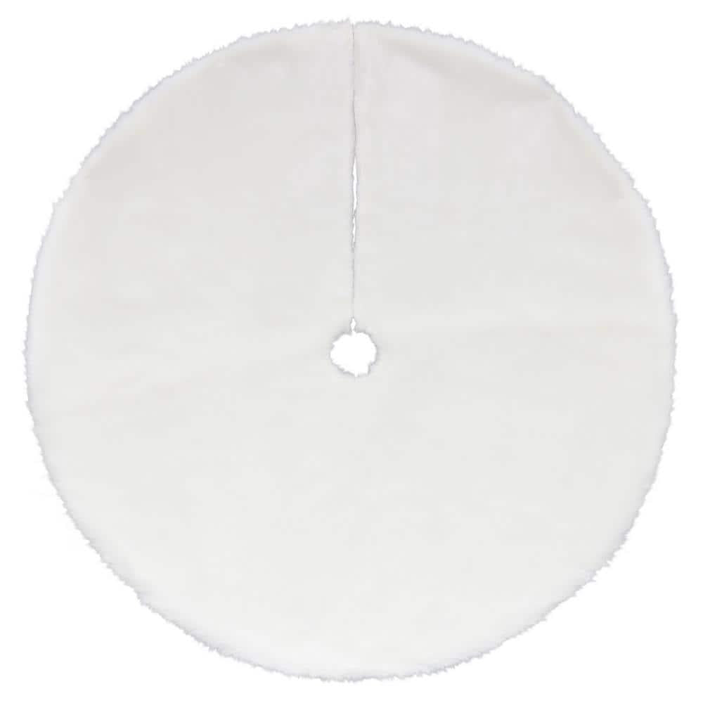48 in. Plush White Faux Fur Christmas Tree Skirt