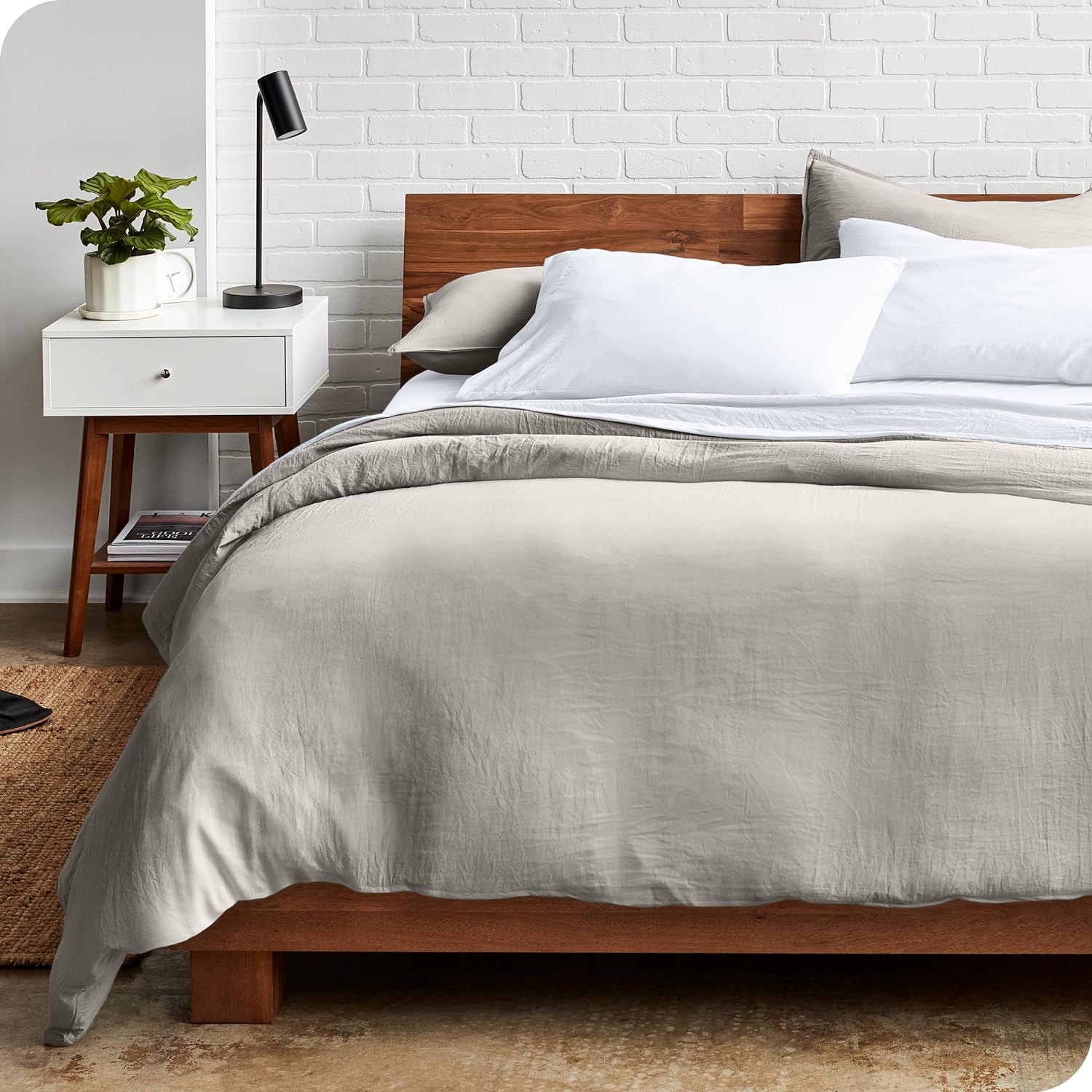 Bare Home Sandwashed Bedding Duvet Cover - Queen Size - Premium 1800 Ultra-Soft Brushed Microfiber - Easy Care (Queen, Sandwashed Fog)
