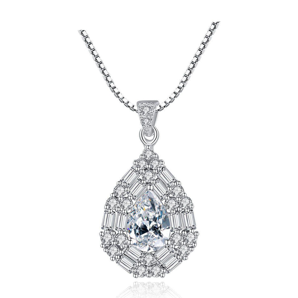 beautiful cz waterdrop 925 sterling silver necklace