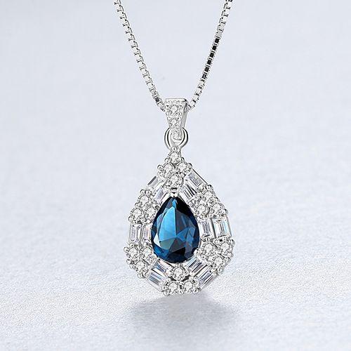 beautiful cz waterdrop 925 sterling silver necklace