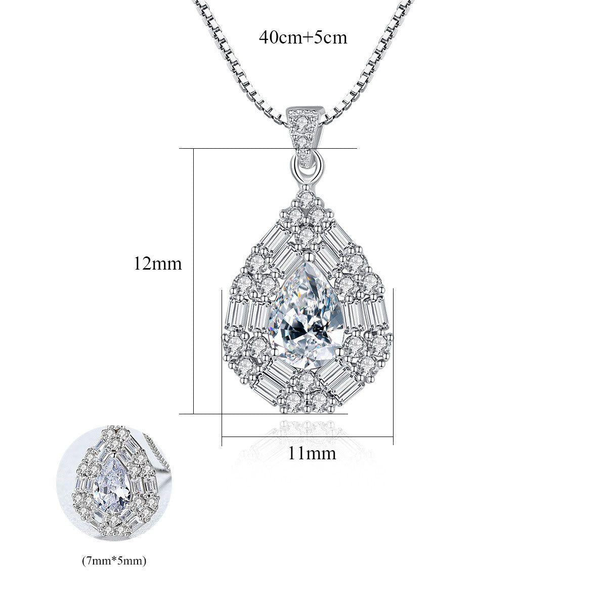 beautiful cz waterdrop 925 sterling silver necklace