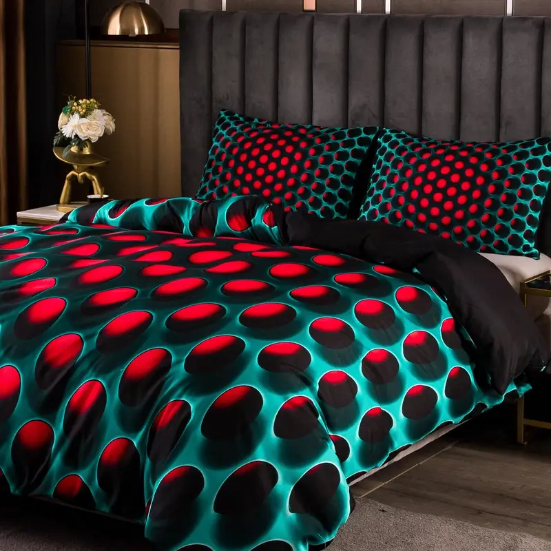 3pcs Y2K Stereoscopic Dense Holes Pattern Bedding Set, Colorful Duvet Cover Set (Without Quilt)