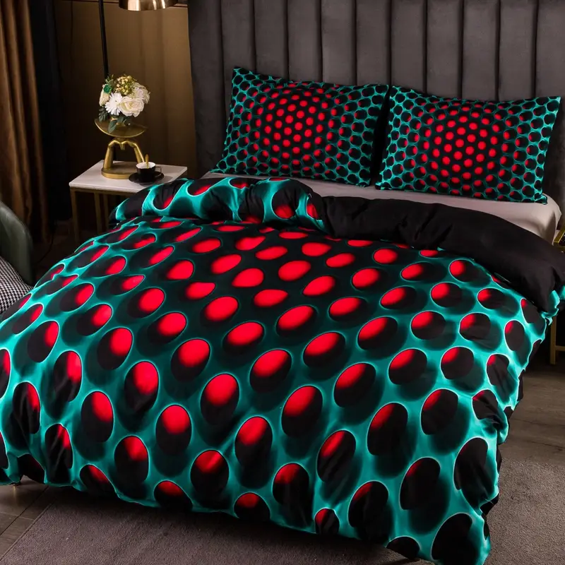 3pcs Y2K Stereoscopic Dense Holes Pattern Bedding Set, Colorful Duvet Cover Set (Without Quilt)