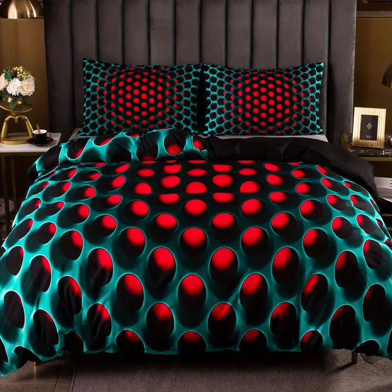3pcs Y2K Stereoscopic Dense Holes Pattern Bedding Set, Colorful Duvet Cover Set (Without Quilt)