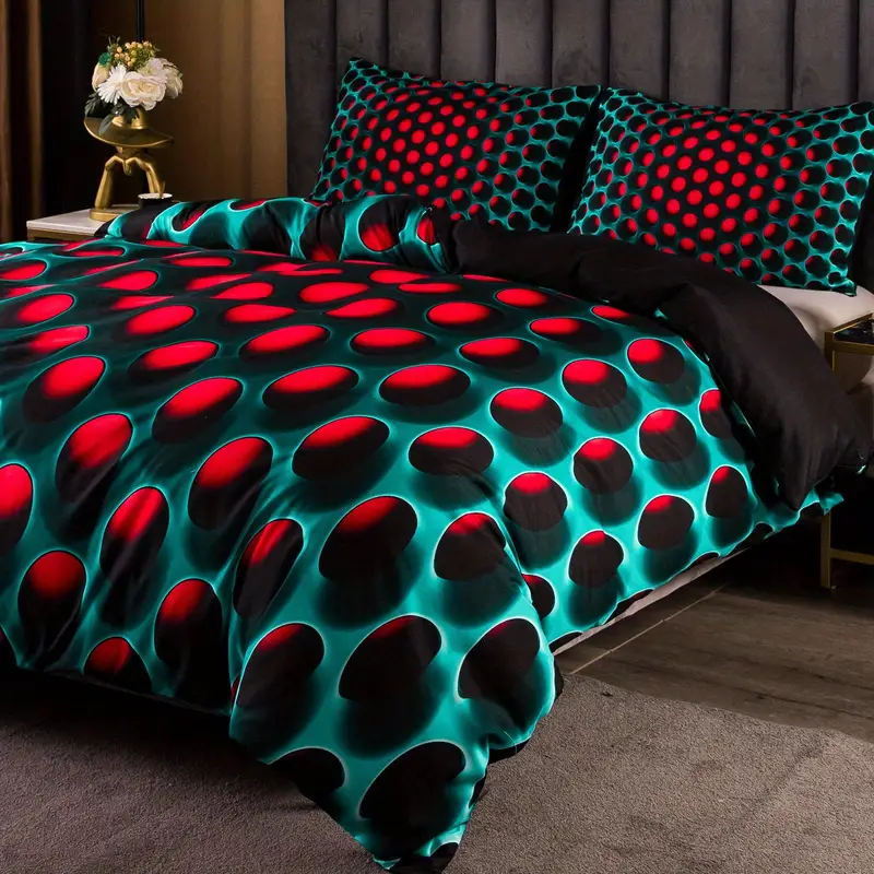 3pcs Y2K Stereoscopic Dense Holes Pattern Bedding Set, Colorful Duvet Cover Set (Without Quilt)