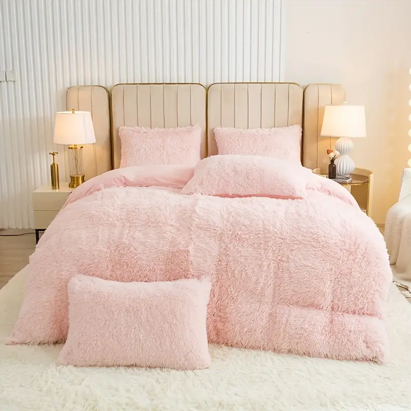 3pcs Multicolor Plush Duvet Cover Set - Soft And Warm Bedding For Bedroom, Guest Room, And Dorm Decor