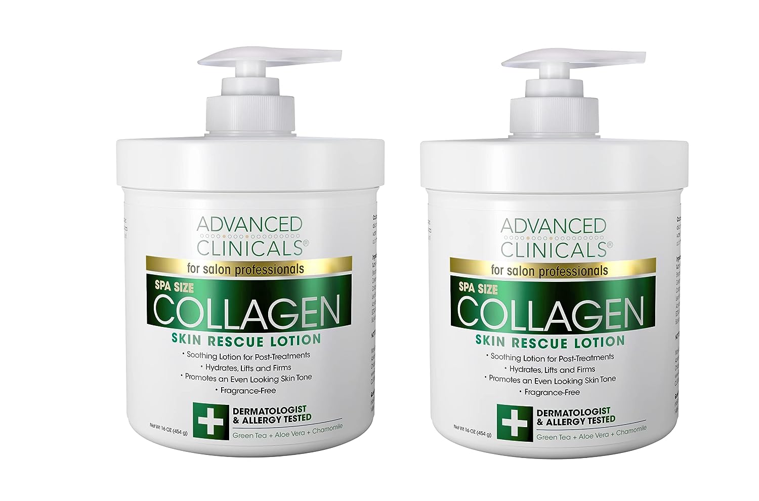Advanced Clinicals Collagen Cream Moisturizer Body Lotion &amp; Face Cream | Dry Skin Rescue Collagen Lotion | Skin Tightening Cream | Skin Firming + Tightening Lotion | Body Skin Care Products, 2-Pack