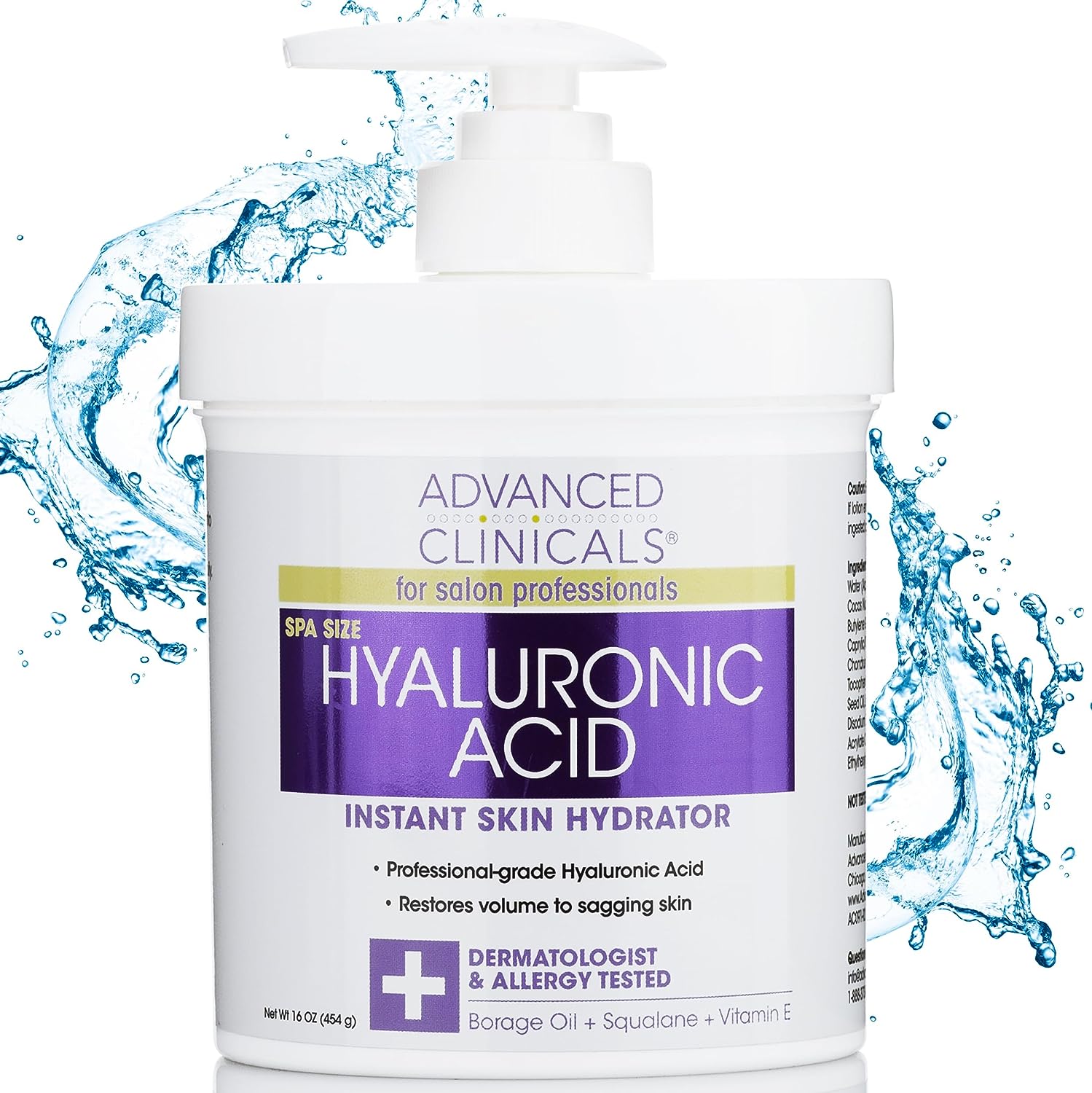 Advanced Clinicals Hyaluronic Acid Body Lotion &amp; Face Moisturizer W/Vitamin E | Hydrating Dry Skin Firming Lotion Minimizes Look Of Wrinkles, Stretch Marks, &amp; Crepey Skin | Skin Care Products, 16 Oz