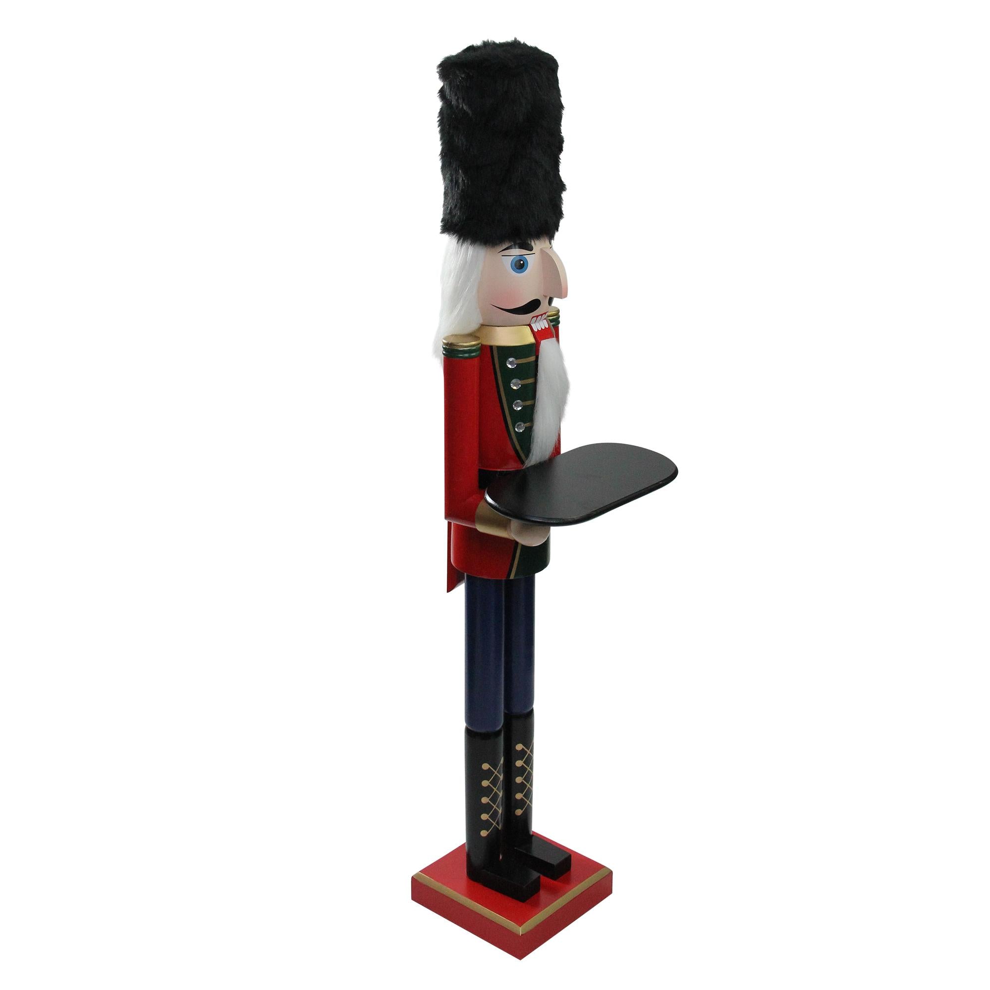 48.25" Red and Black Christmas Butler Nutcracker with Tray