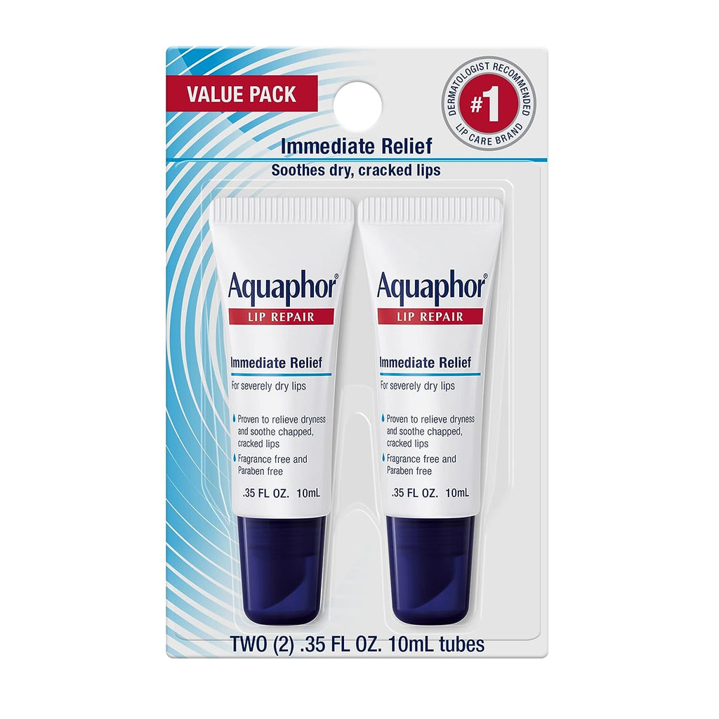 Aquaphor Lip Repair - Soothe Dry, Chapped Lips - Two .35 oz. Tubes-2 Count (Pack of 1)