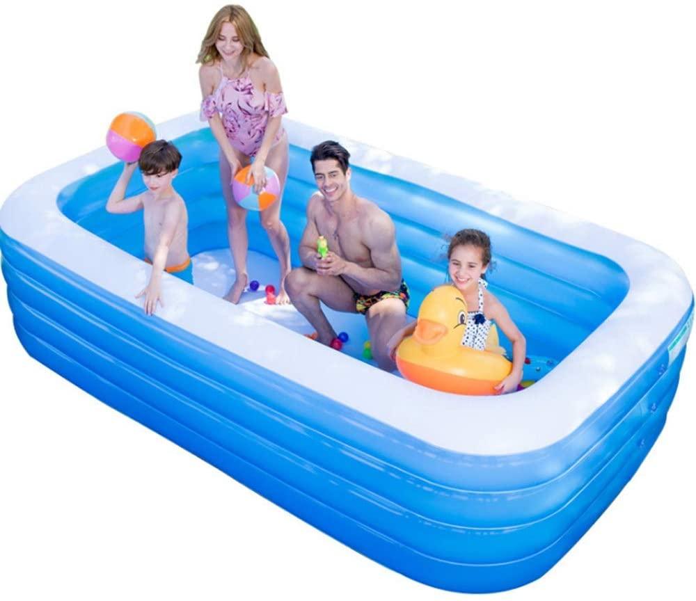 ARTF 1.3/1.5/1.8/2.1/2.6m Inflatable Swimming Pool,Summer LarInflatable Family Outdoor Rectangle Swimming Pool, Garden, Parties, Apply to Kids and Adults,Family Kids Water Play Fun Backyard Toy