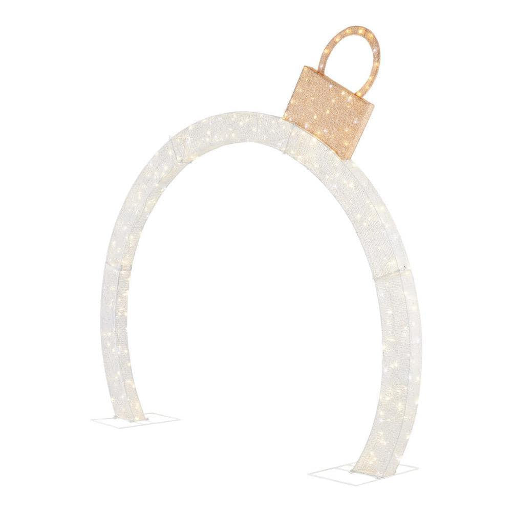 9ft Warm White-Cool White Glimmer Ornament Arch Holiday Yard Decoration