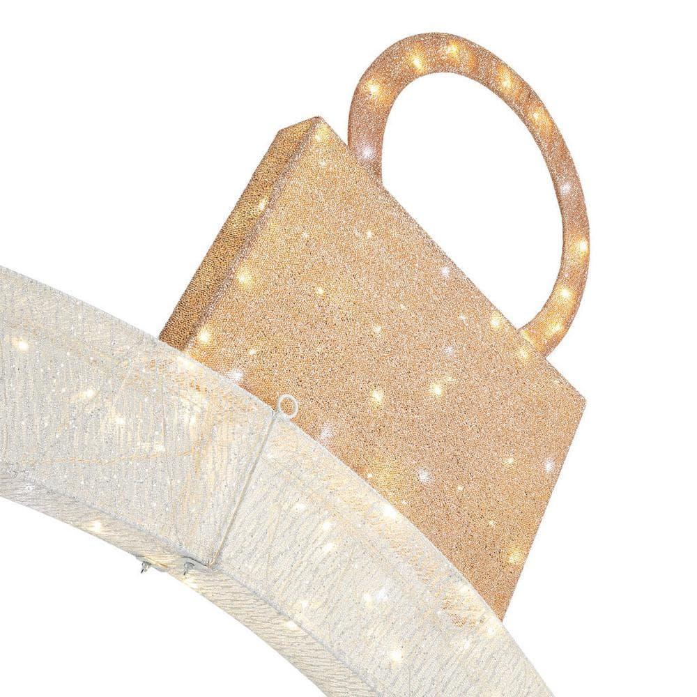 9ft Warm White-Cool White Glimmer Ornament Arch Holiday Yard Decoration