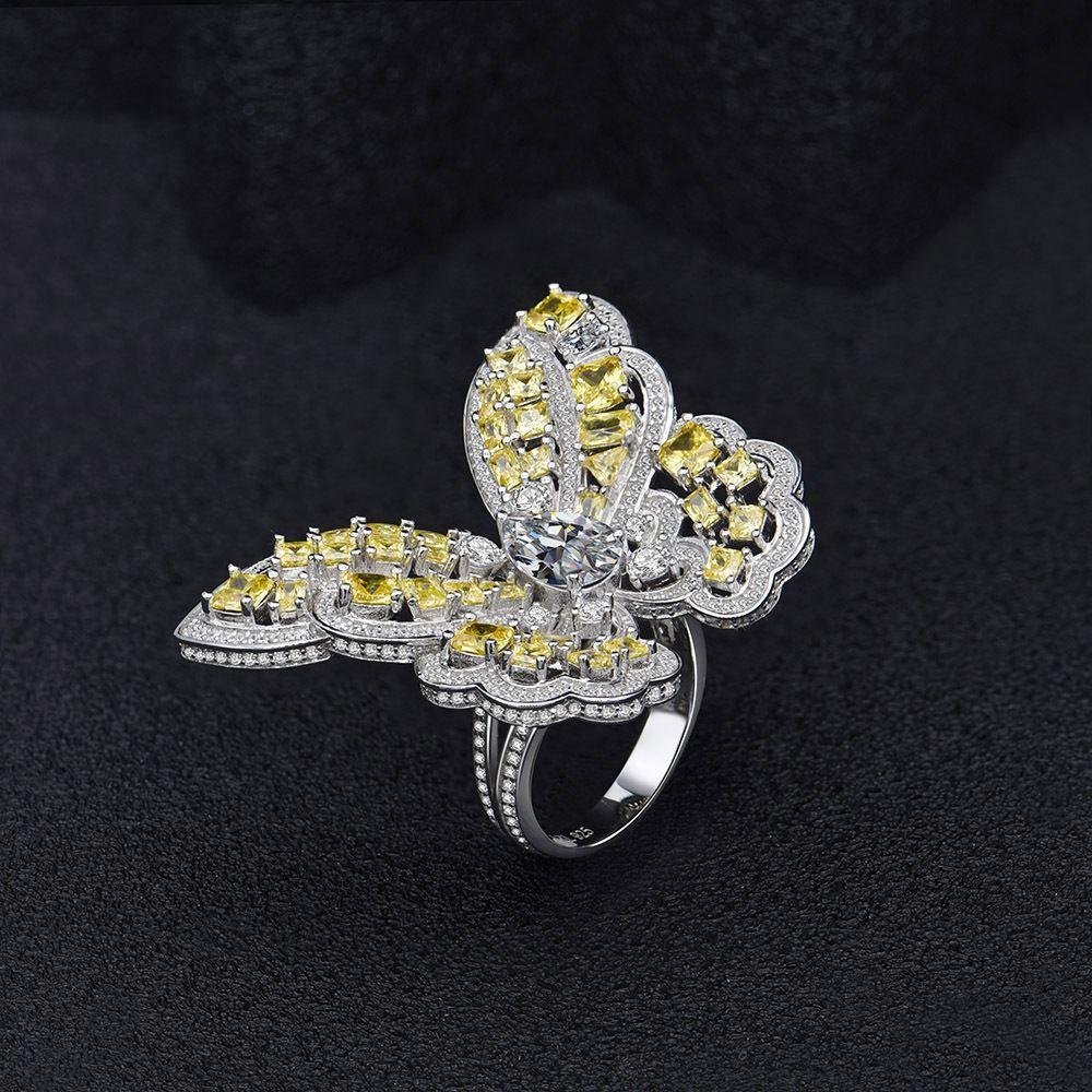 beautiful flying cz butterfly 925 sterling silver adjustable ring