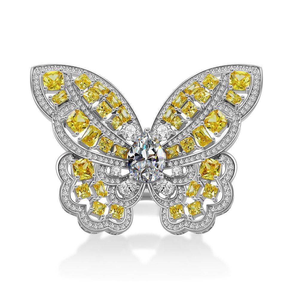 beautiful flying cz butterfly 925 sterling silver adjustable ring