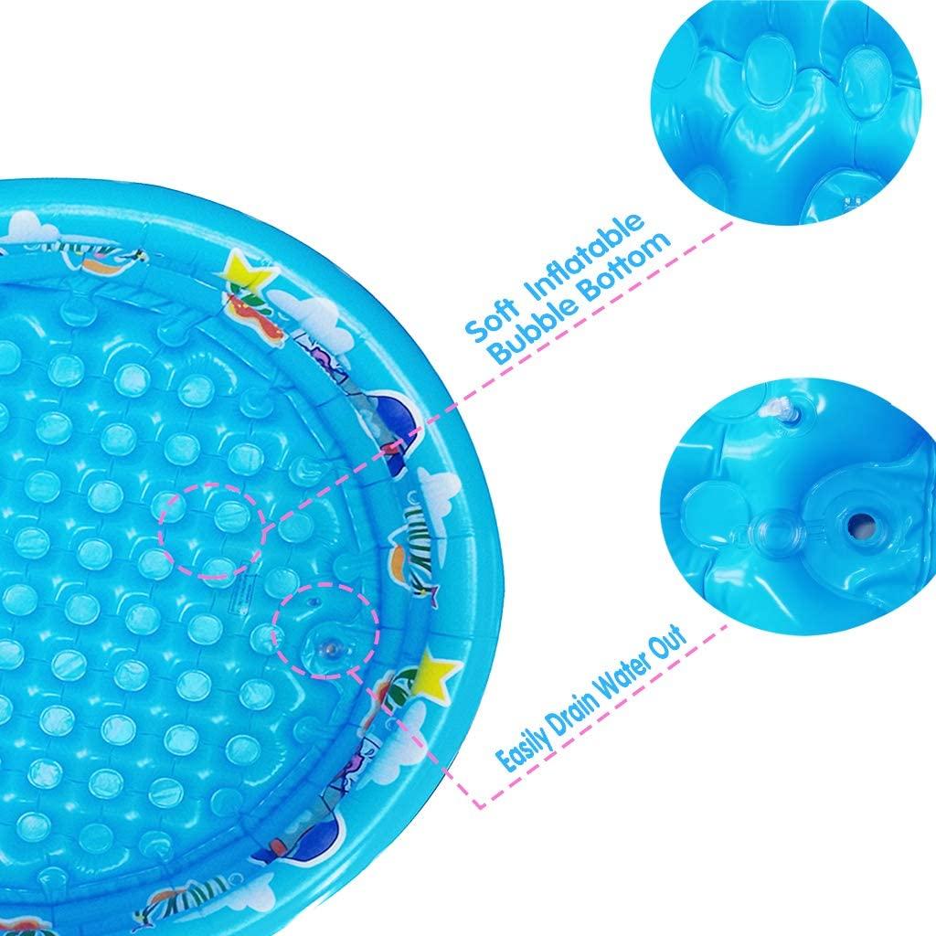 3 rings kiddie pool for toddler, 48”x12”, kids swimming pool, inflatable baby ball pit pool, small infant pool (blue)