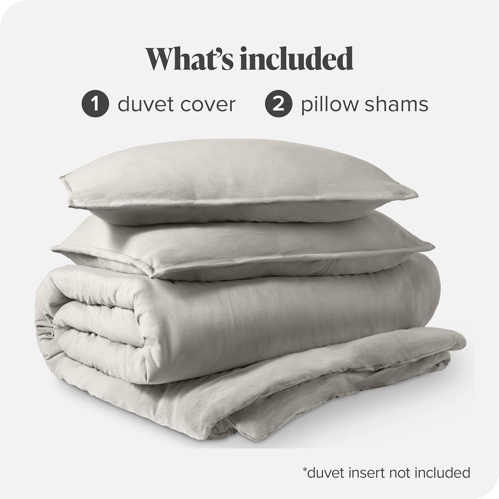 Bare Home Sandwashed Bedding Duvet Cover - Queen Size - Premium 1800 Ultra-Soft Brushed Microfiber - Easy Care (Queen, Sandwashed Fog)