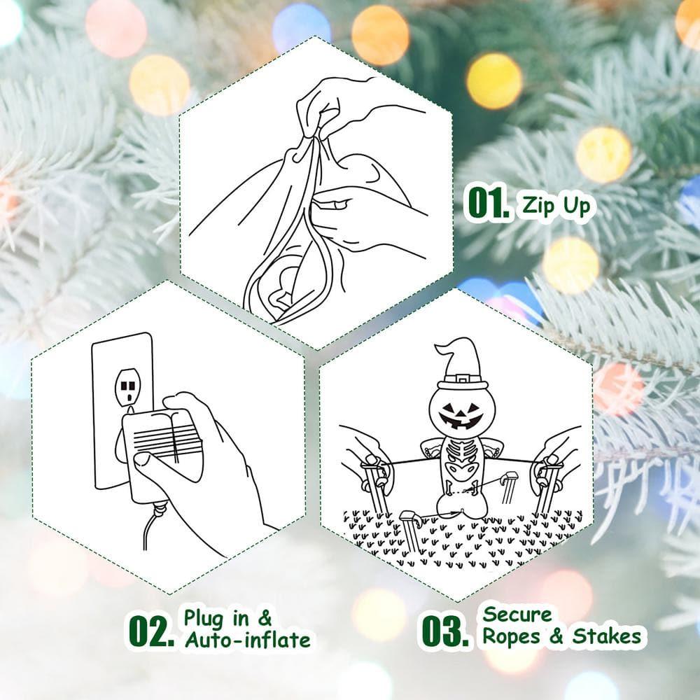 6 ft. Pre-lit LED Lights Santa Double Deer Christmas Inflatable with Waterproof Polyester Fabric