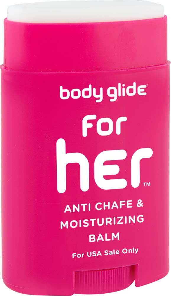 Body Glide For Her Anti Chafe Balm1.5oz: anti chafing stick with added emollients. Prevent rubbing leading to chafing, raw skin, and irritation. Use for arm, chest, bra, butt, groin, and thigh chafing