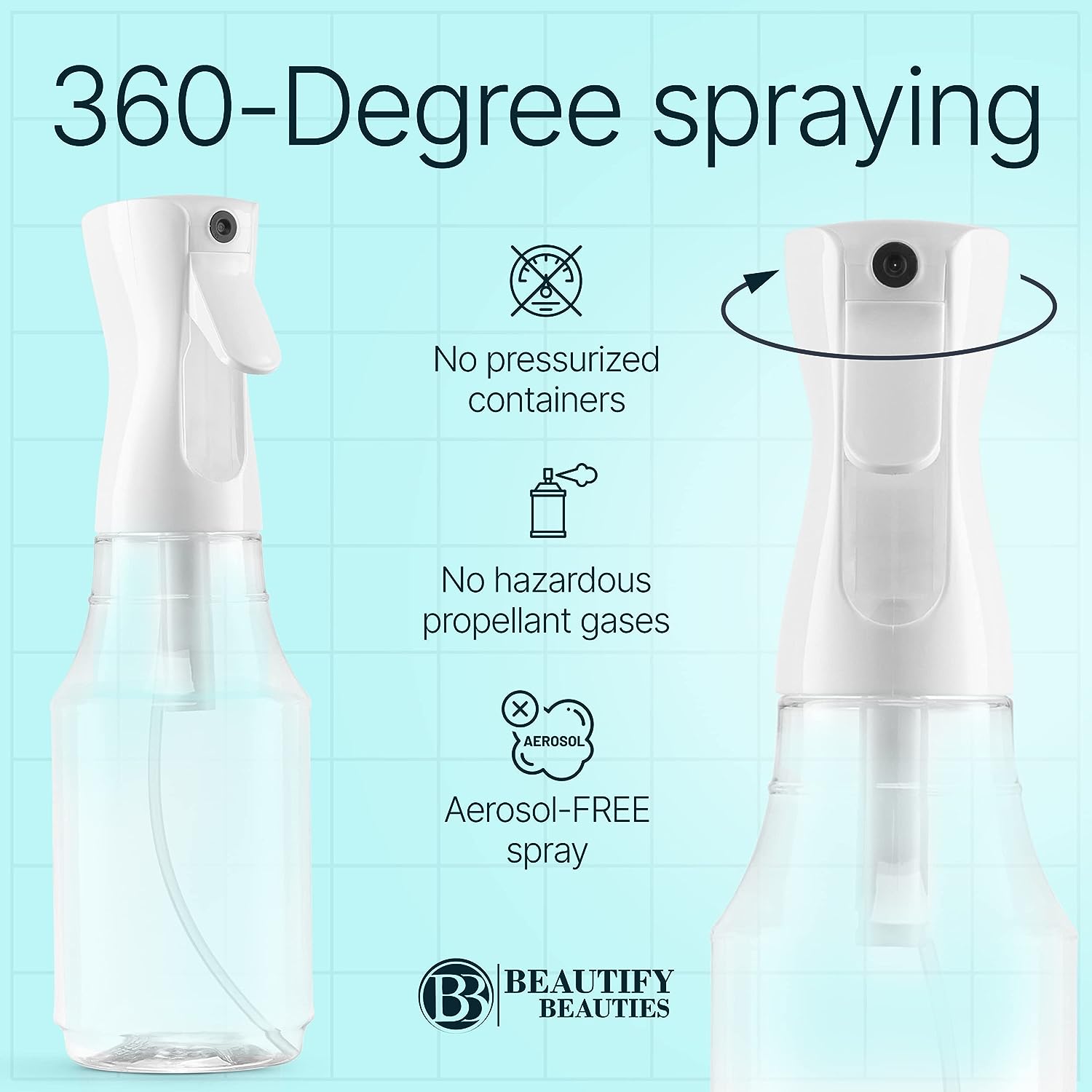BeautifyBeauties Hair Spray Bottle – Ultra Fine Continuous Water Mister for Hairstyling, Cleaning, Plants, Misting &amp; Skin Care (24 Ounce)