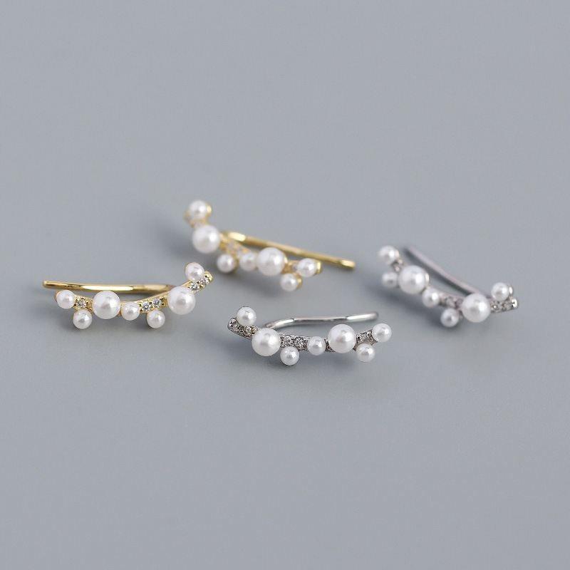 beautiful shell pearls tree branch 925 sterling silver non-pierced earrings