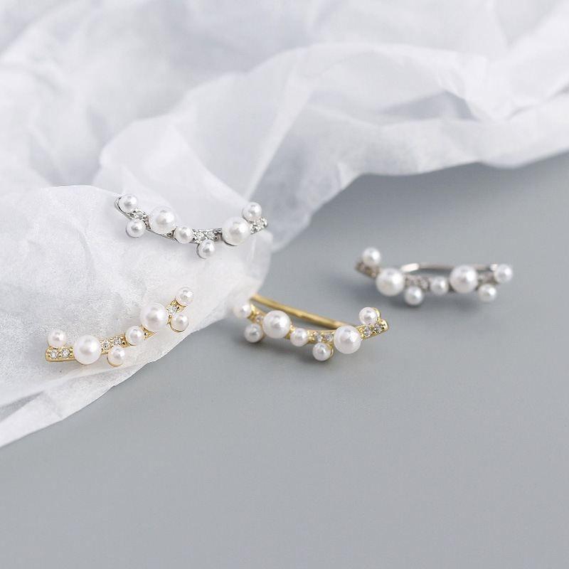 beautiful shell pearls tree branch 925 sterling silver non-pierced earrings