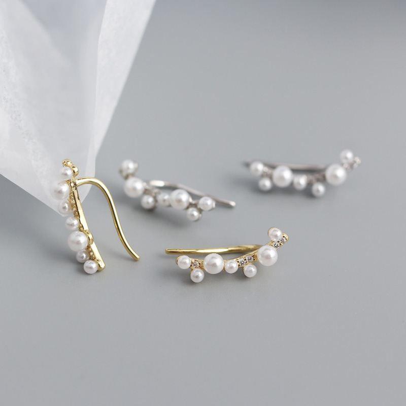 beautiful shell pearls tree branch 925 sterling silver non-pierced earrings