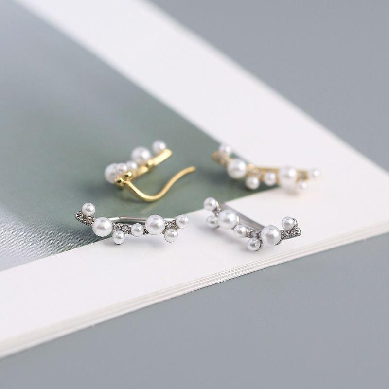 beautiful shell pearls tree branch 925 sterling silver non-pierced earrings