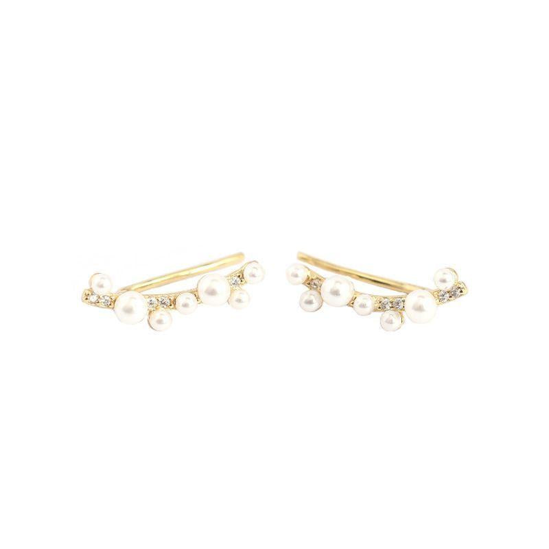 beautiful shell pearls tree branch 925 sterling silver non-pierced earrings