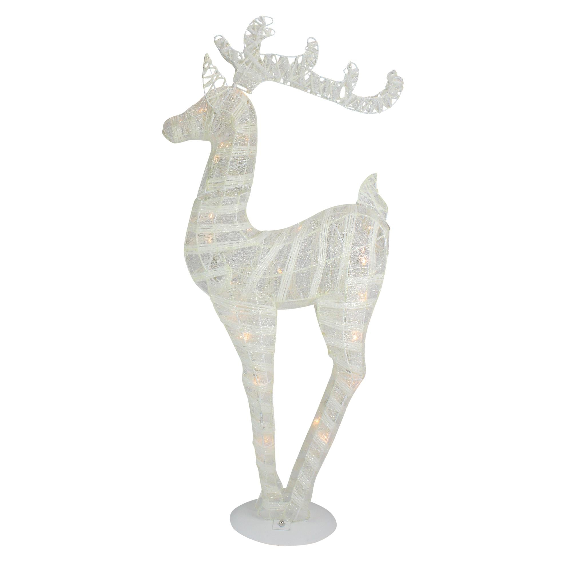 36" White and Silver Glitter LED Lighted Reindeer Christmas Tabletop Decor