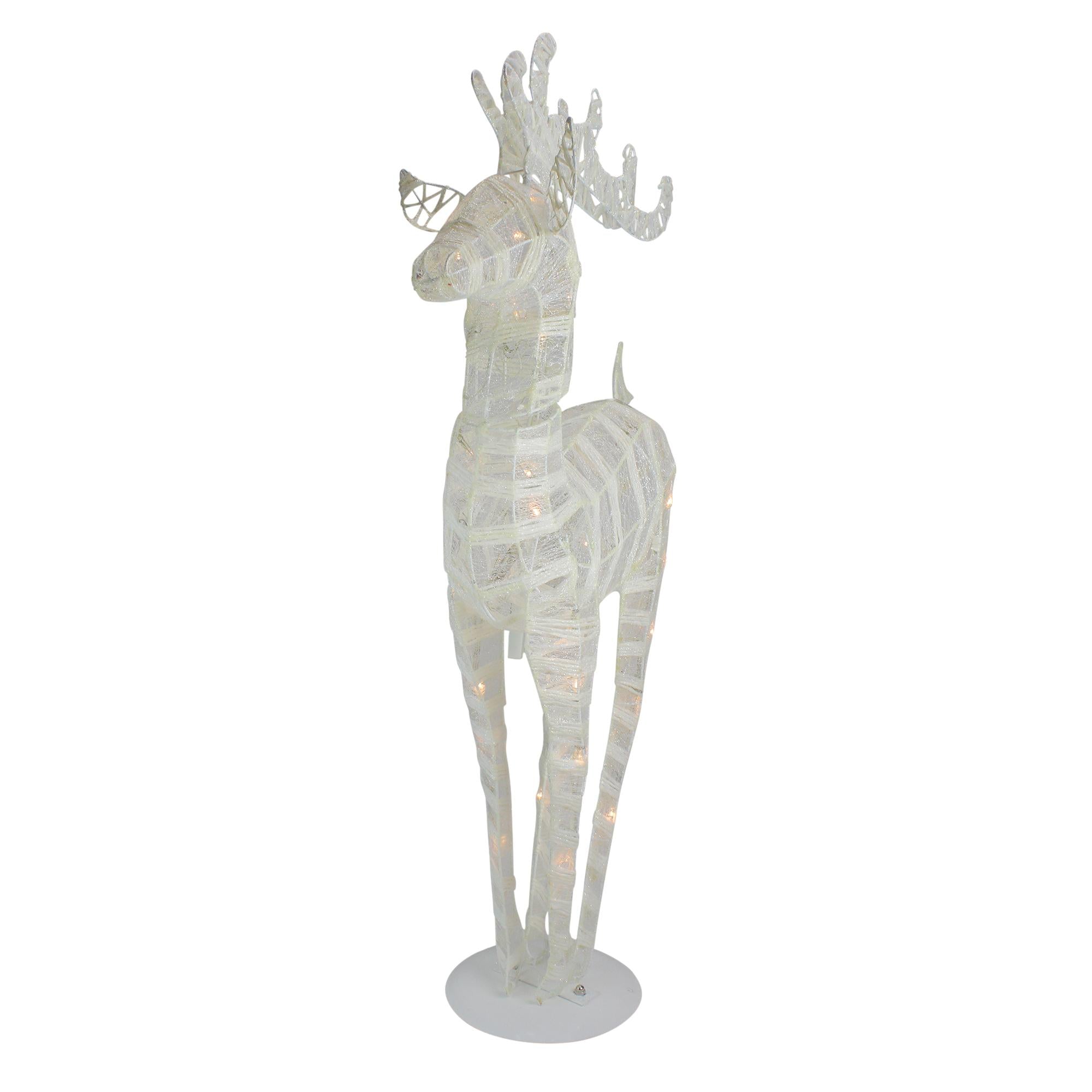 36" White and Silver Glitter LED Lighted Reindeer Christmas Tabletop Decor
